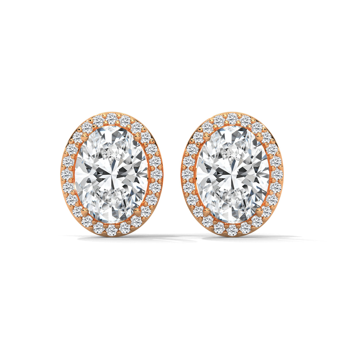 Oval Halo Solitaire Stud Earrings