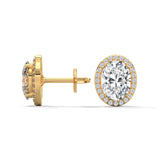 Oval Halo Solitaire Stud Earrings