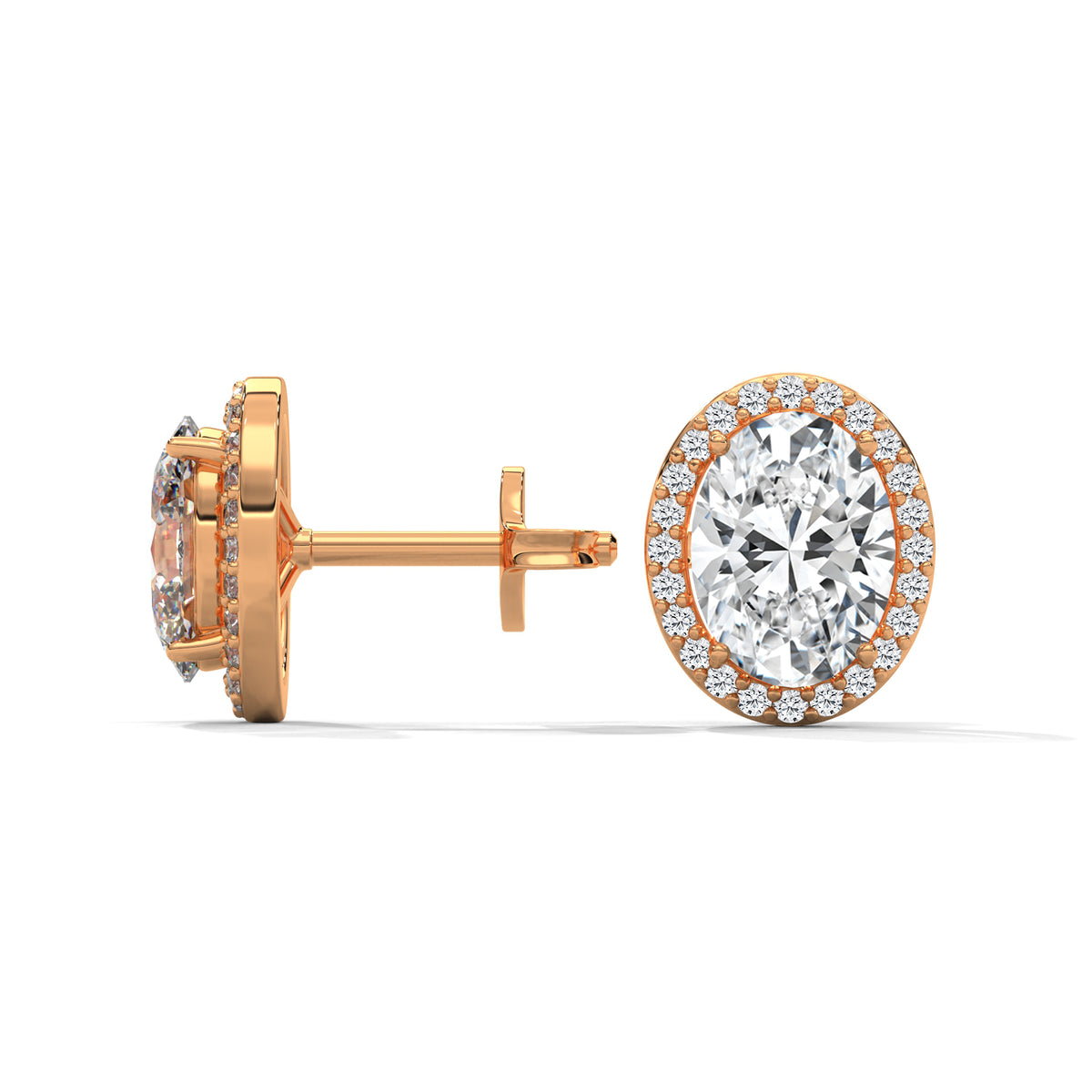 Oval Halo Solitaire Stud Earrings