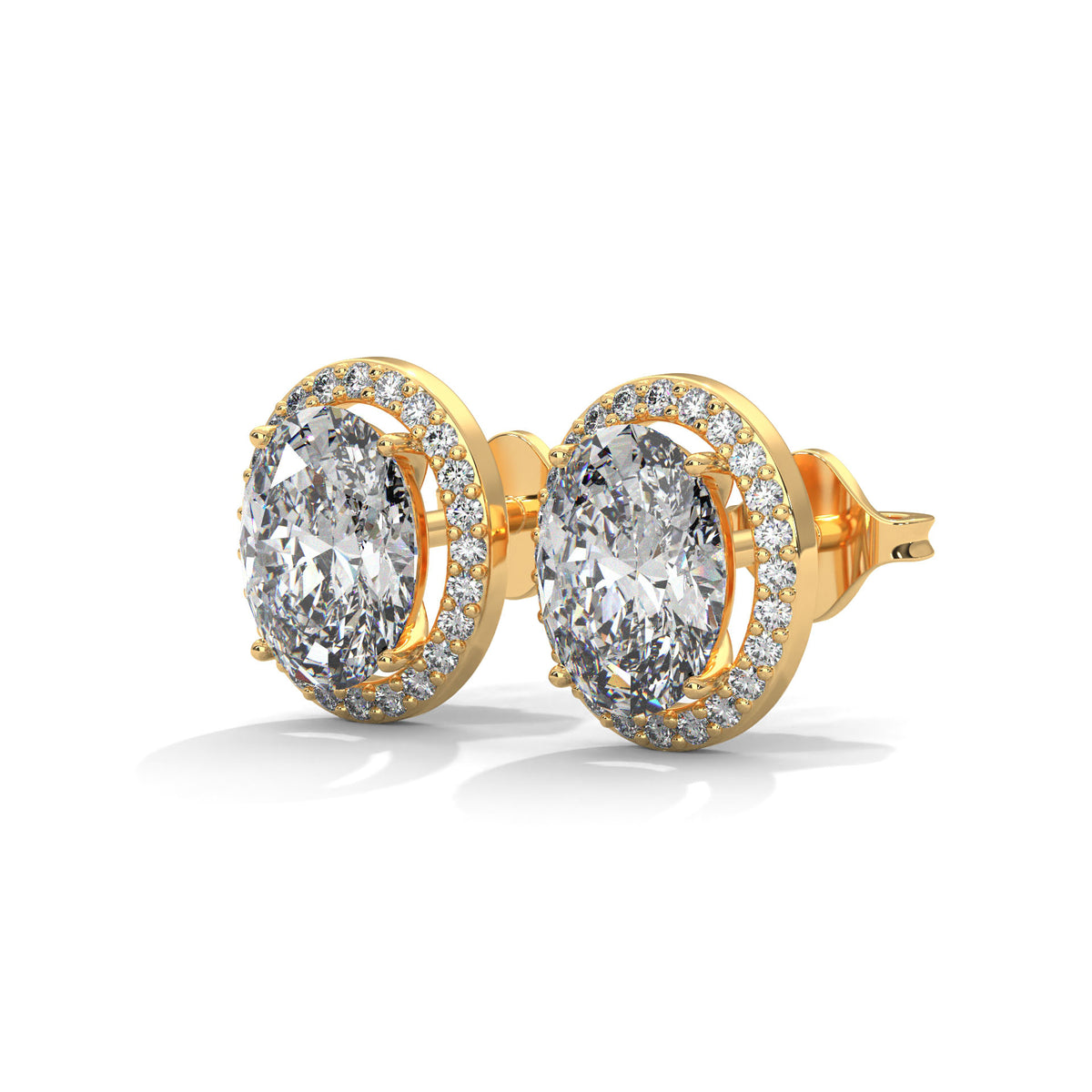 Oval Halo Solitaire Stud Earrings
