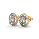 Oval Halo Solitaire Stud Earrings