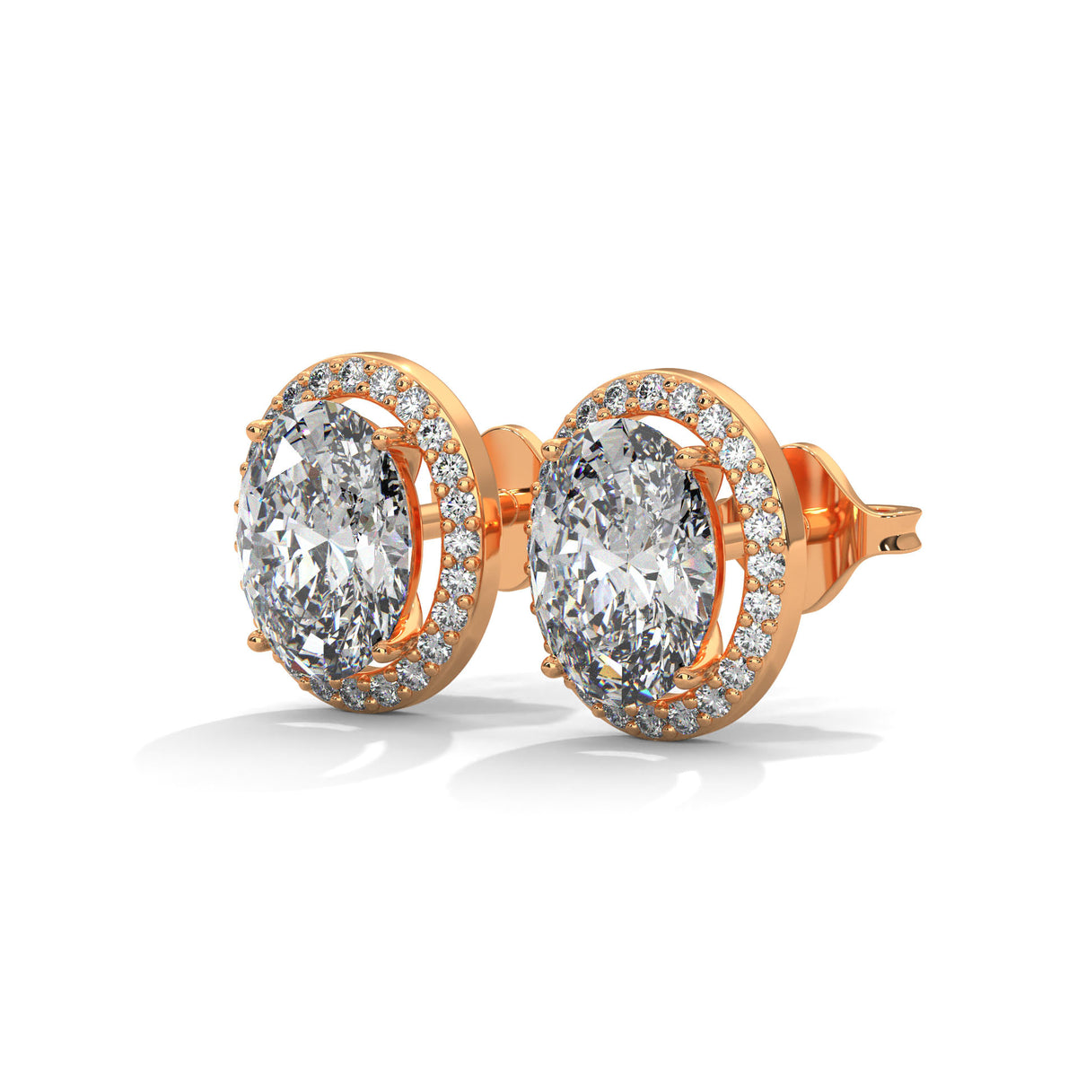 Oval Halo Solitaire Stud Earrings