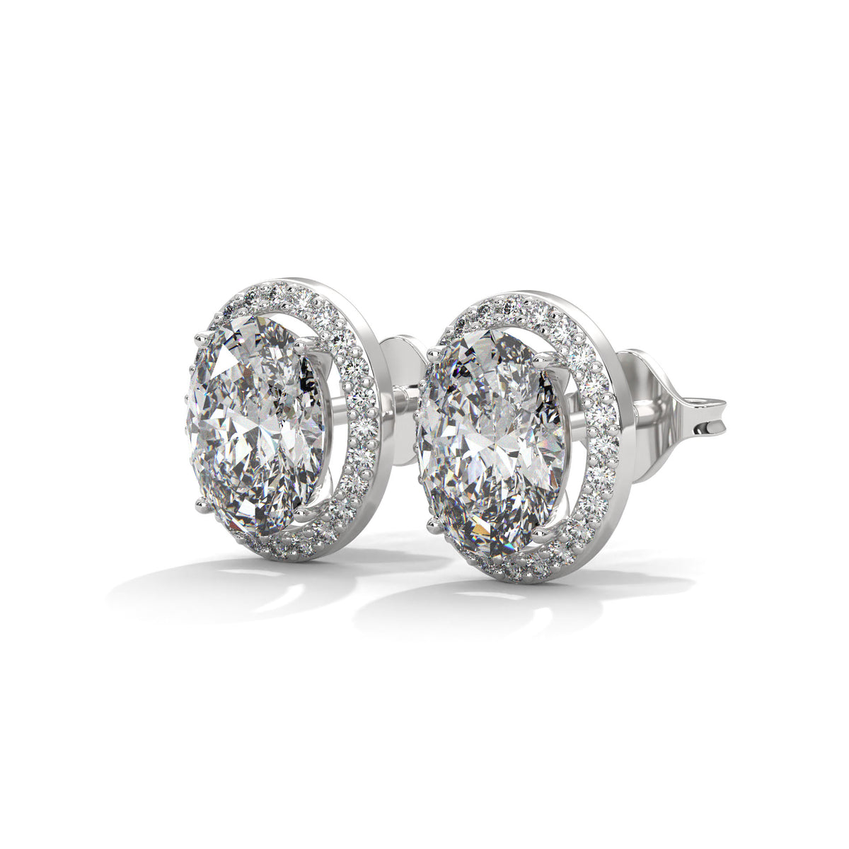 Oval Halo Solitaire Stud Earrings