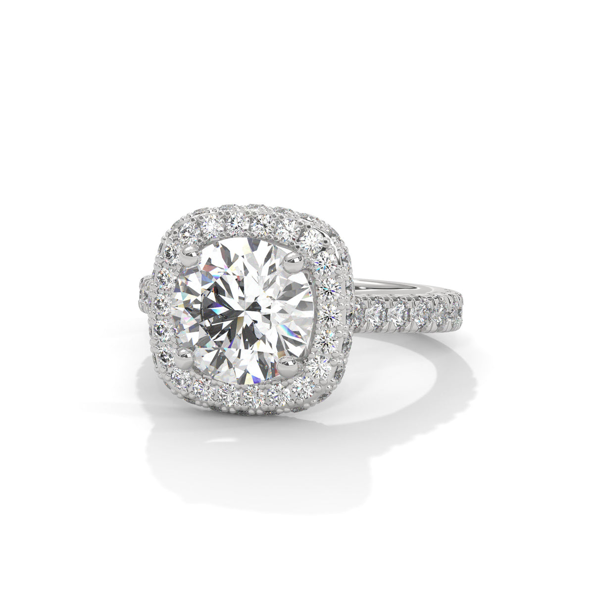 Cushion Crown Halo Ring