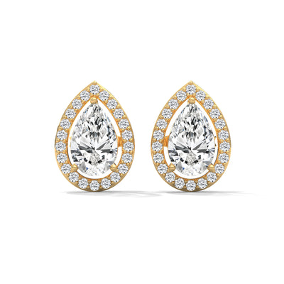 Teardrop Halo Solitaire Earrings — IGI Certified Diamond Jewellery | My Carat India