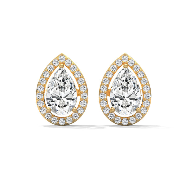 Teardrop Halo Solitaire Earrings