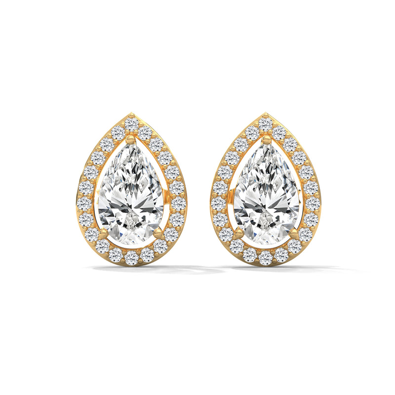 Teardrop Halo Solitaire Earrings