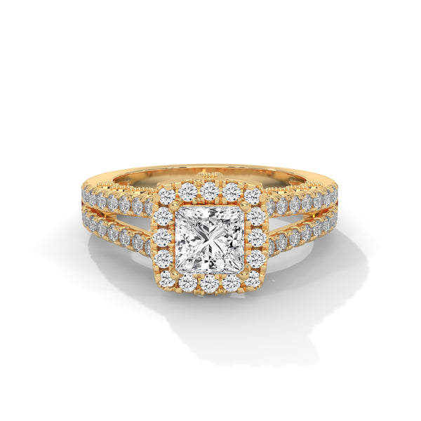 Royal Bloom Halo Solitaire Ring