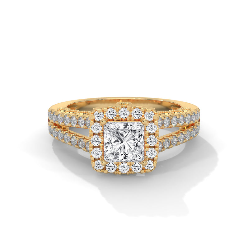 Royal Bloom Halo Solitaire Ring