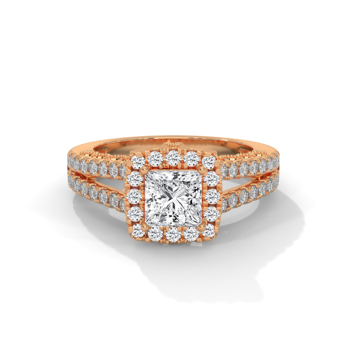 Royal Bloom Halo Solitaire Ring