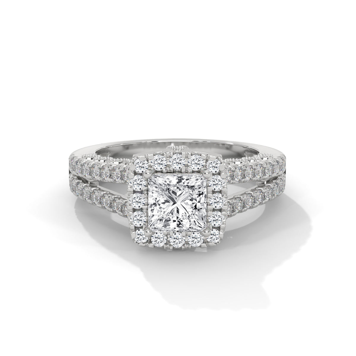 Royal Bloom Halo Solitaire Ring