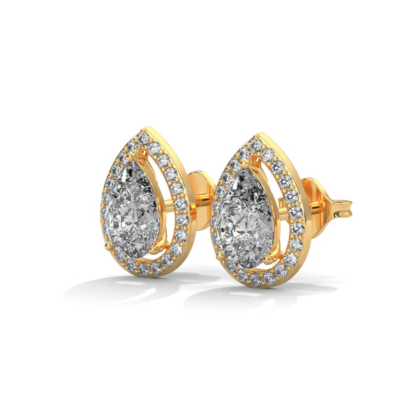 Teardrop Halo Solitaire Earrings