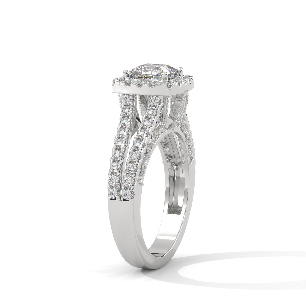 Royal Bloom Halo Solitaire Ring