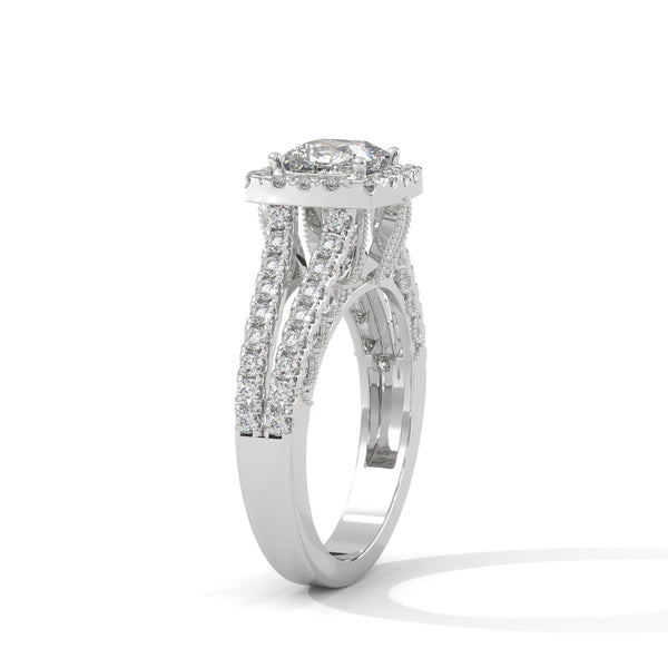 Royal Bloom Halo Solitaire Ring