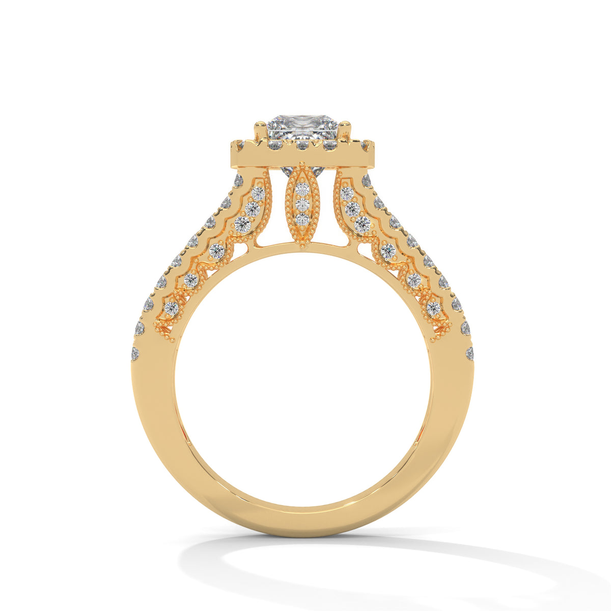 Royal Bloom Halo Solitaire Ring