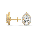Teardrop Halo Solitaire Earrings