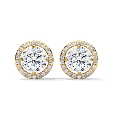 Stellar Halo Solitaire Earrings — IGI Certified Diamond Jewellery | My Carat India