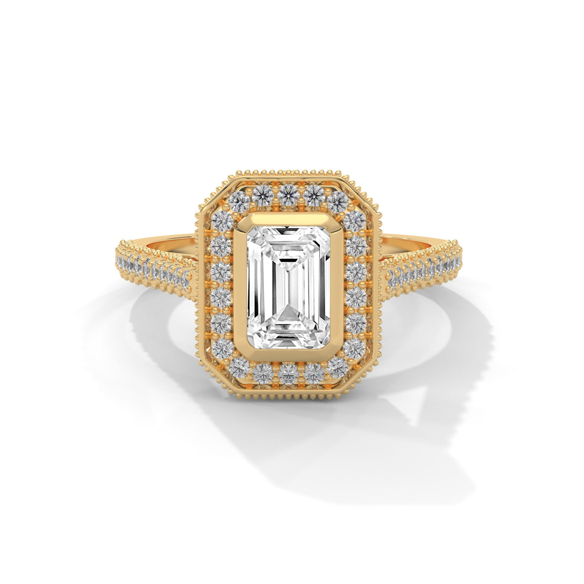Vintage Radiance Emerald Halo Ring