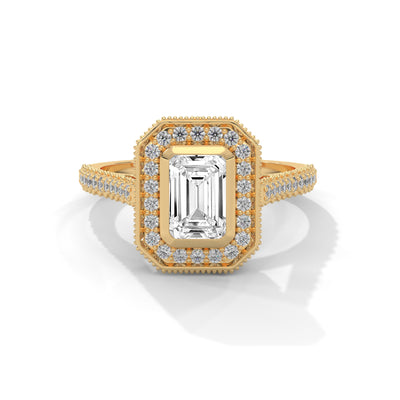 Vintage Radiance Emerald Halo Ring — IGI Certified Diamond Jewellery | My Carat India