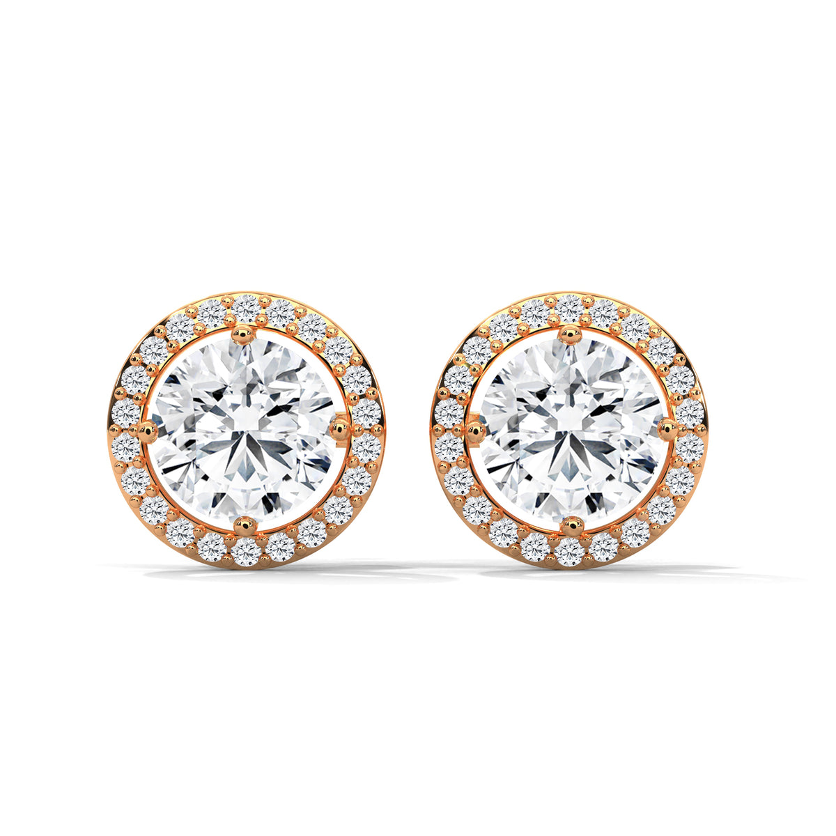 Stellar Halo Solitaire Earrings