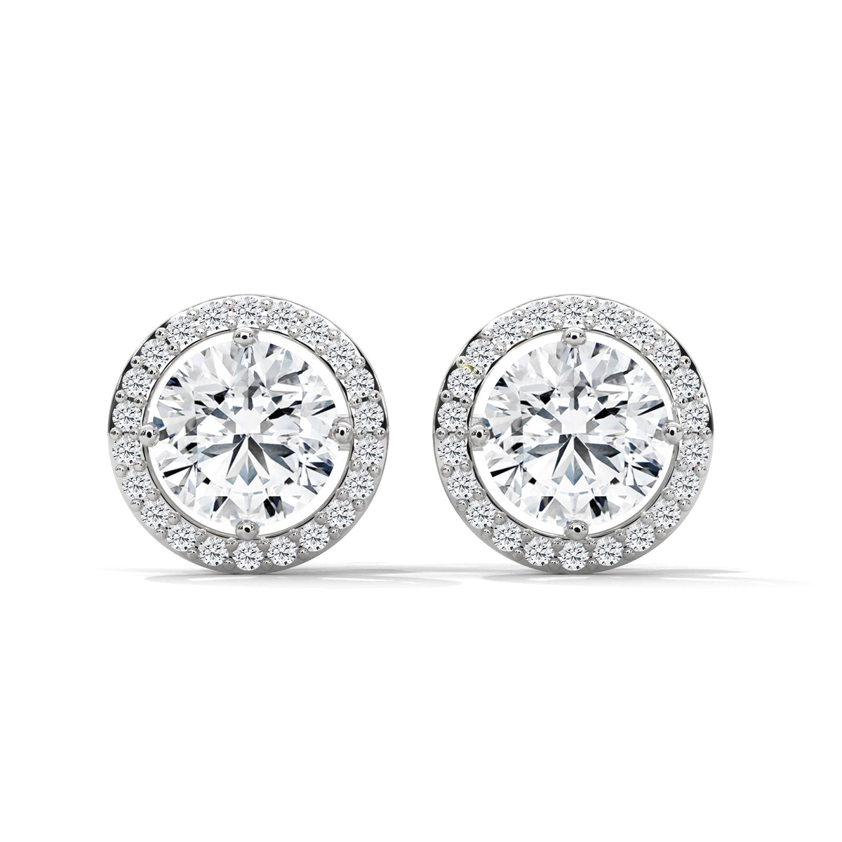 Stellar Halo Solitaire Earrings