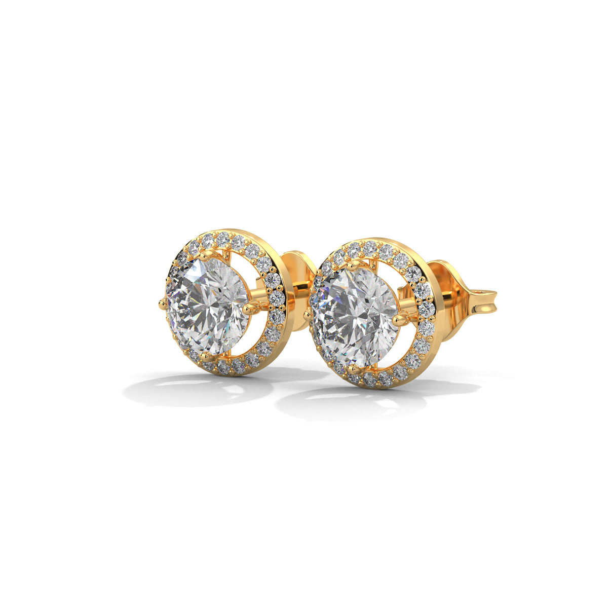 Stellar Halo Solitaire Earrings