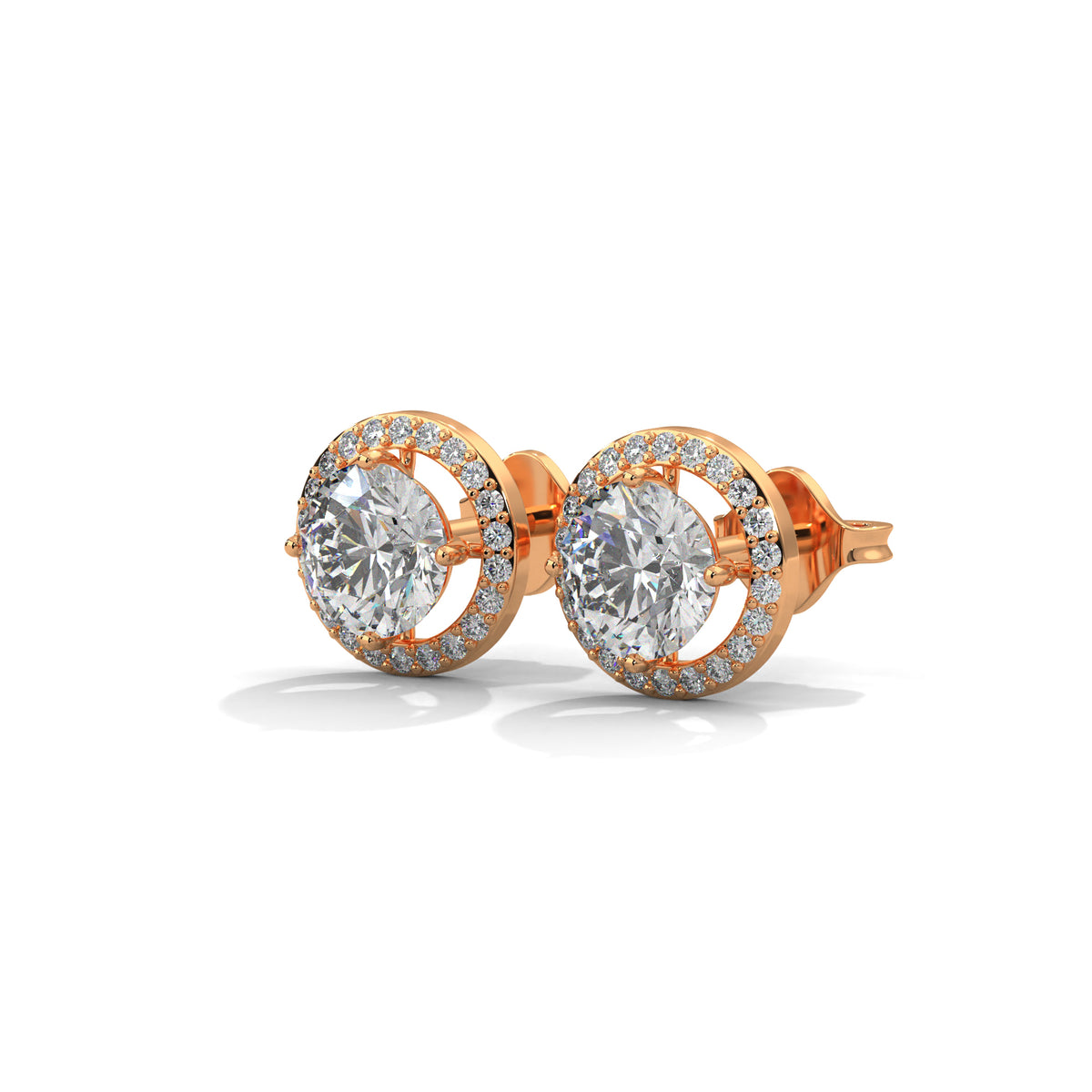 Stellar Halo Solitaire Earrings
