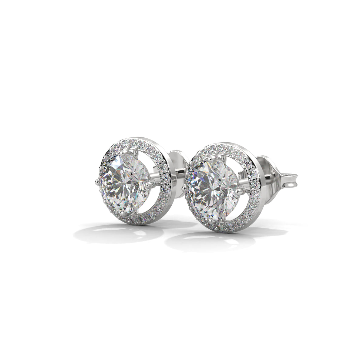 Stellar Halo Solitaire Earrings
