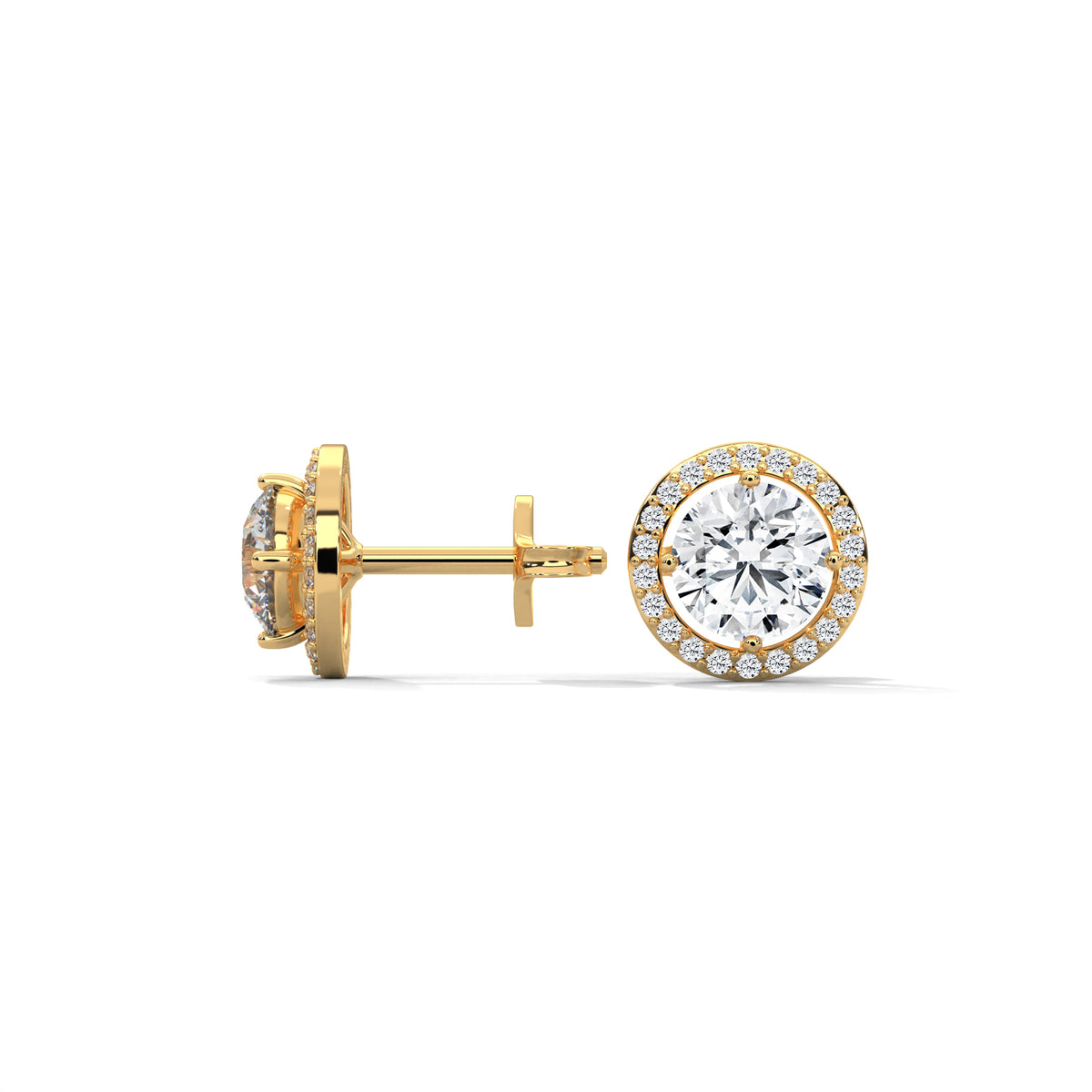 Stellar Halo Solitaire Earrings