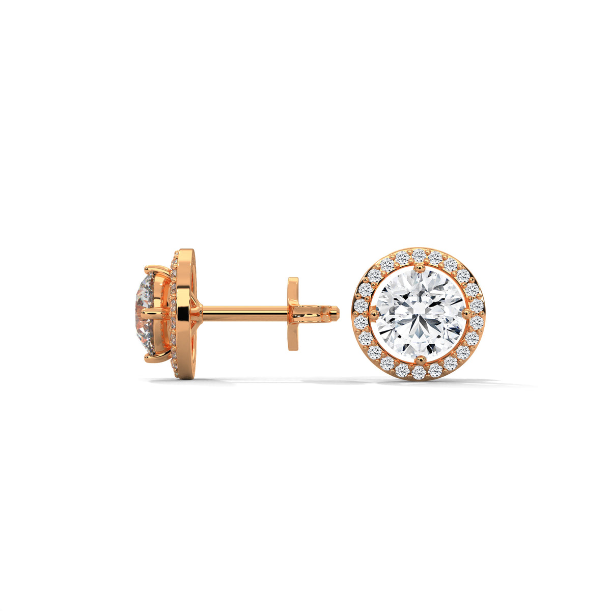 Stellar Halo Solitaire Earrings