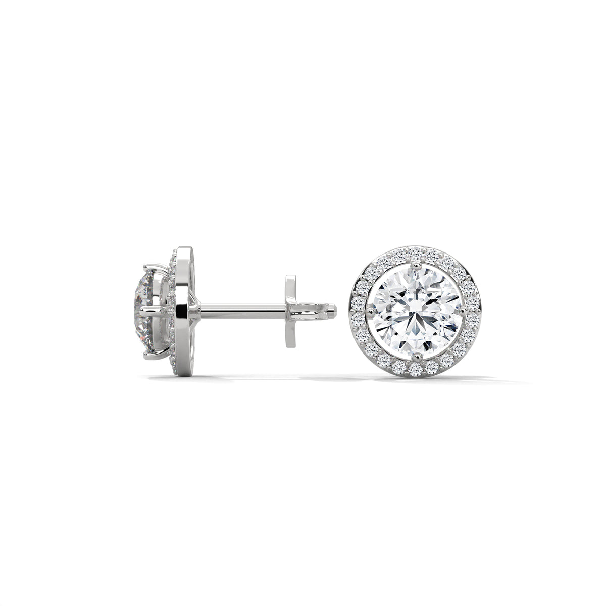 Stellar Halo Solitaire Earrings
