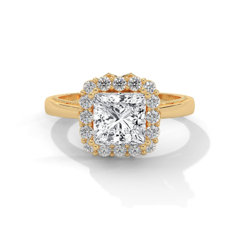 Royal Bloom Halo Solitaire Ring
