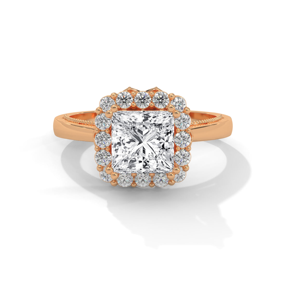 Royal Bloom Halo Solitaire Ring