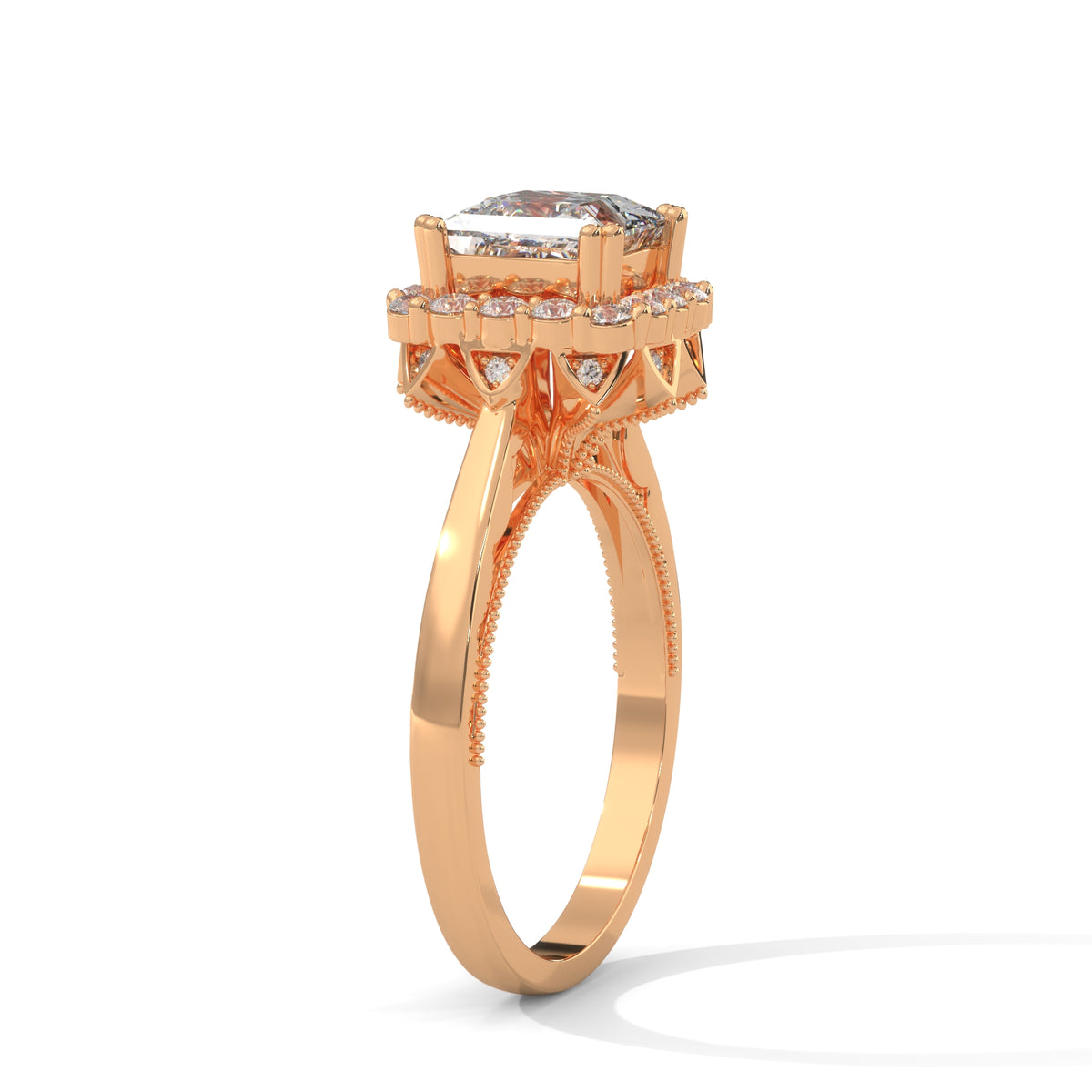 Royal Bloom Halo Solitaire Ring