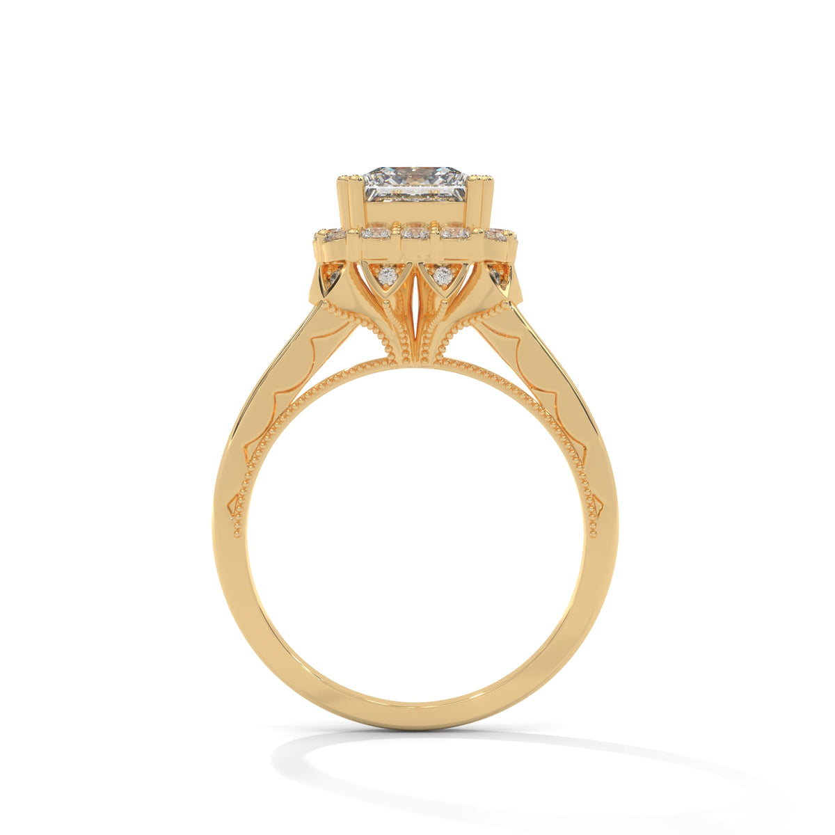 Royal Bloom Halo Solitaire Ring