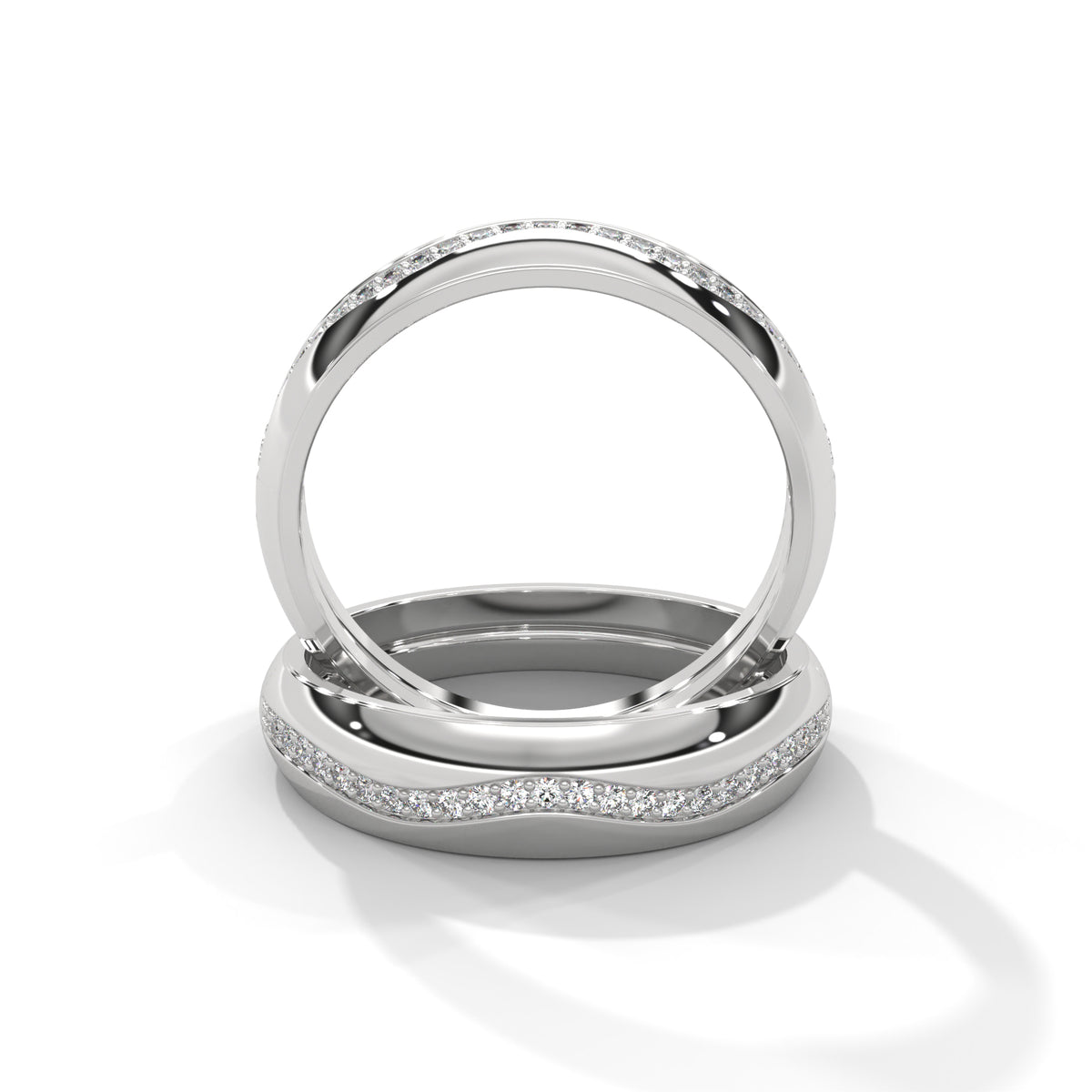 Cascading Wave Diamond Band Ring