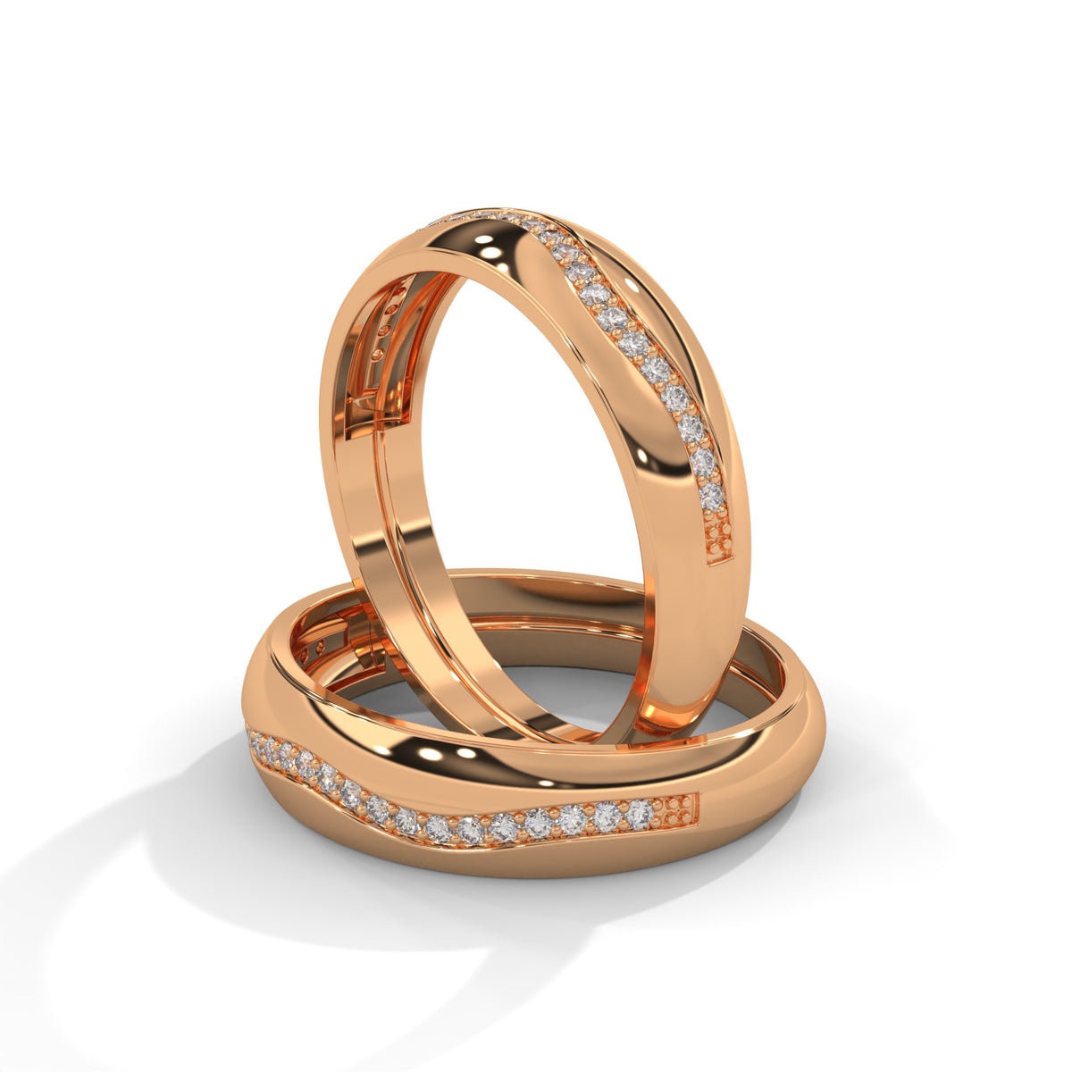 Cascading Wave Diamond Band Ring