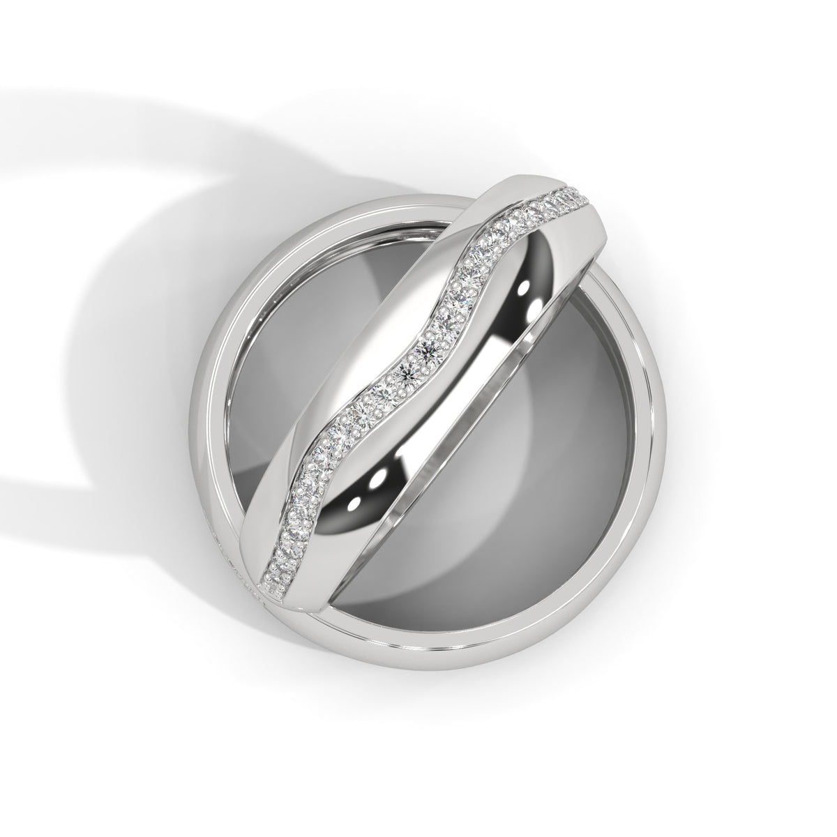 Cascading Wave Diamond Band Ring
