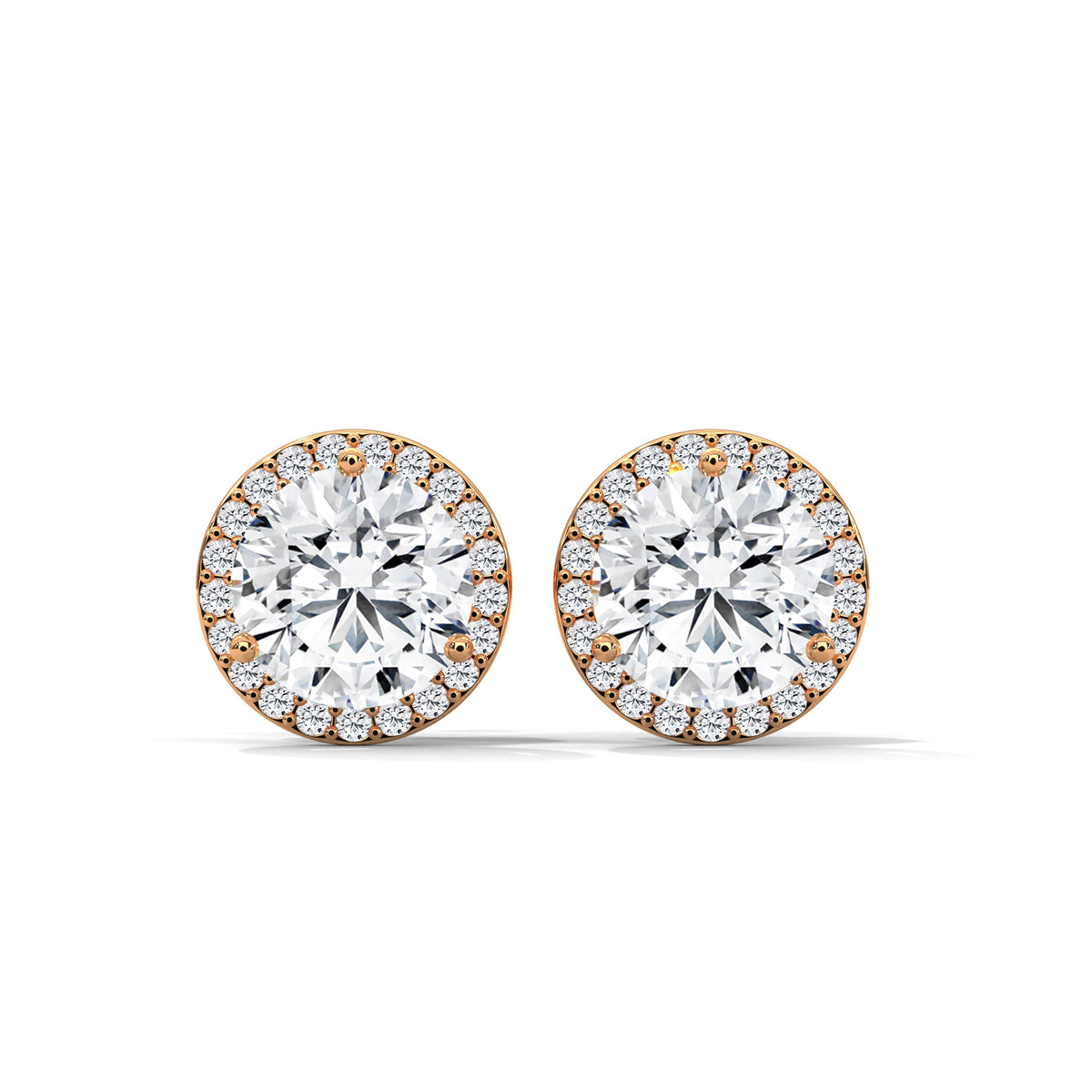 Radiant Halo Solitaire Earrings