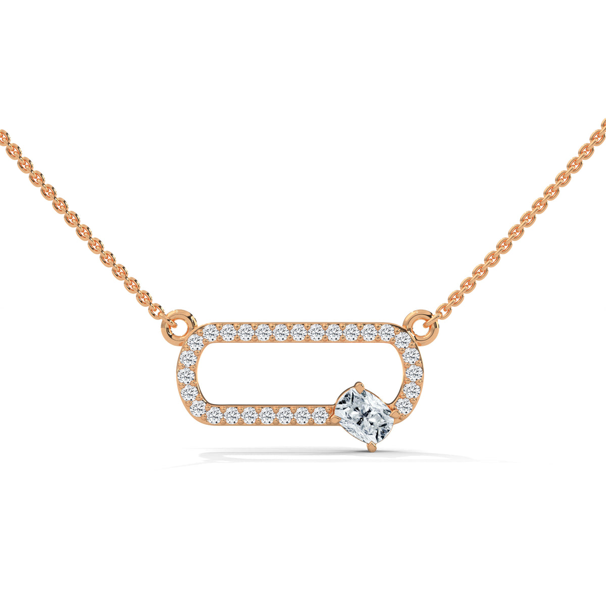 Oval Lock Solitaire Pendant