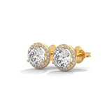 Radiant Halo Solitaire Earrings