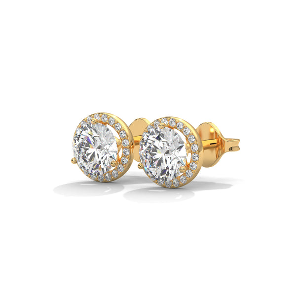 Radiant Halo Solitaire Earrings