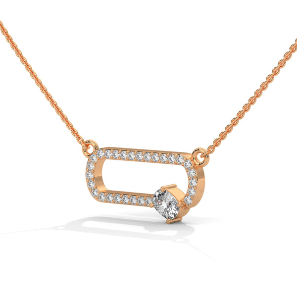 Oval Lock Solitaire Pendant