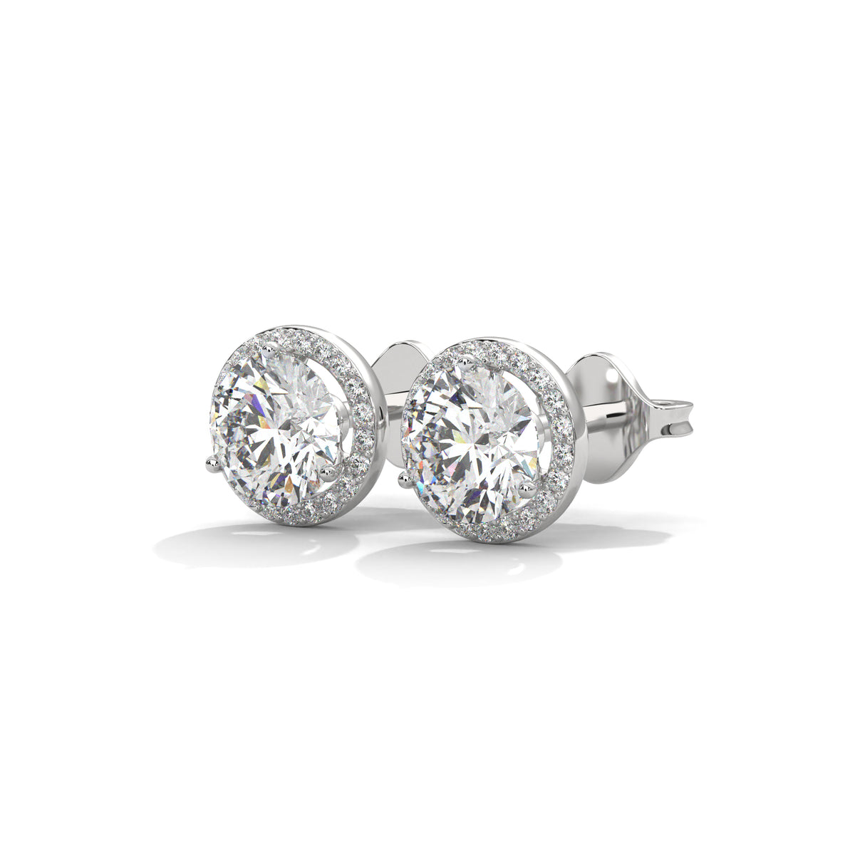 Radiant Halo Solitaire Earrings
