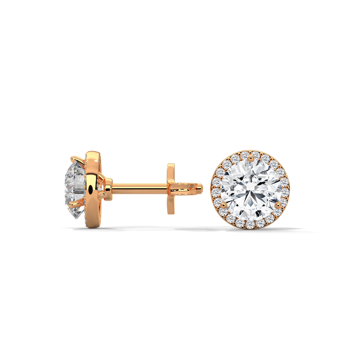Radiant Halo Solitaire Earrings
