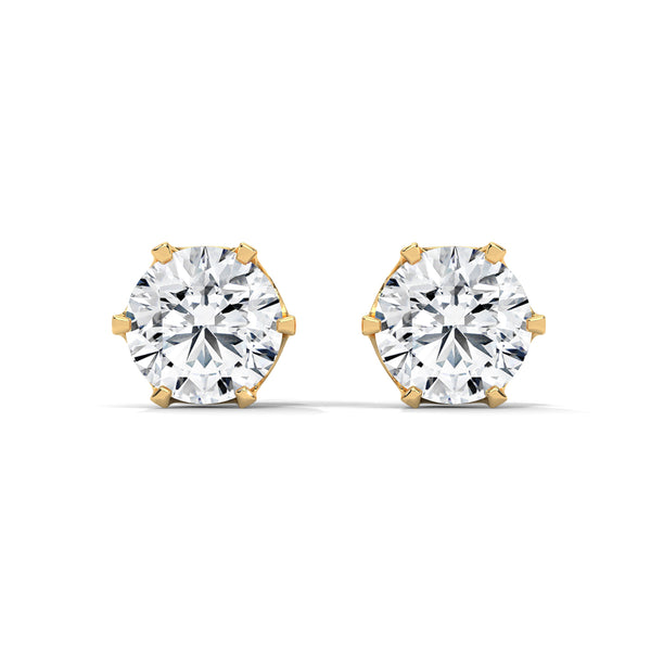 Crown Solitaire Stud Earrings