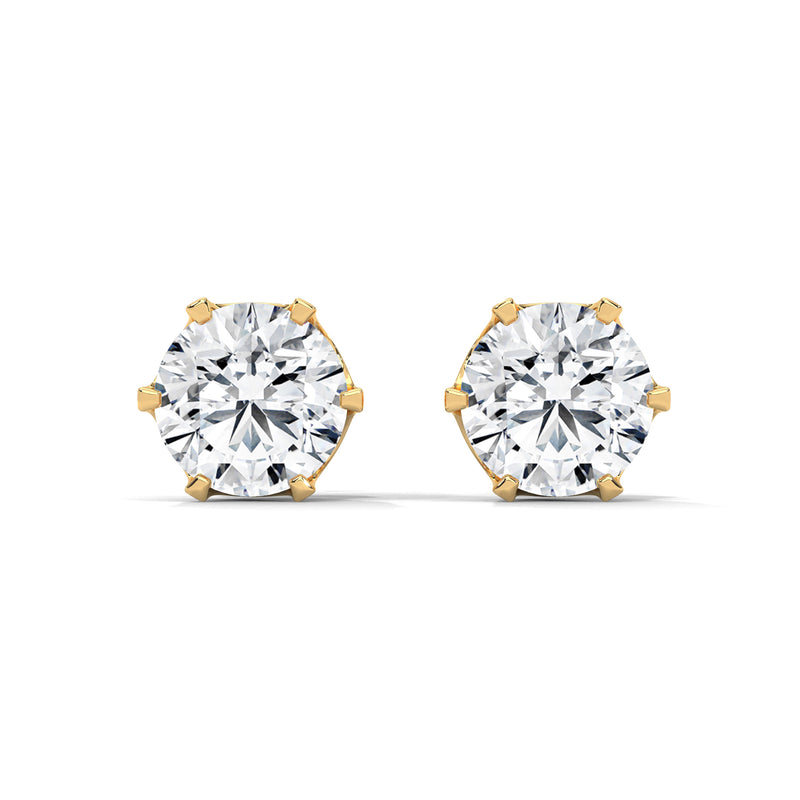 Crown Solitaire Stud Earrings