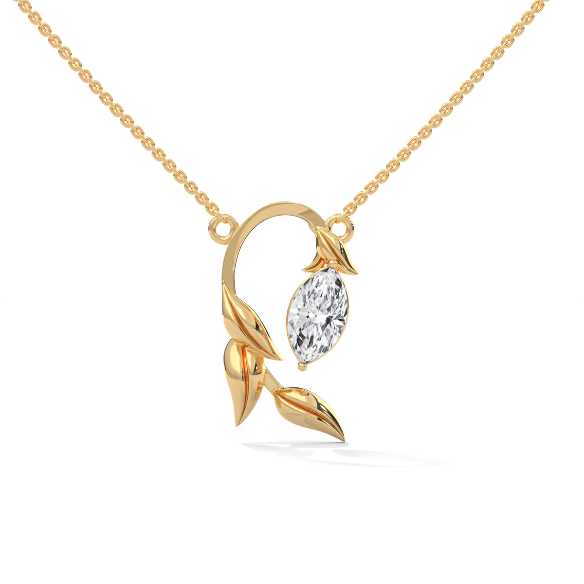 Whispering Leaves Solitaire Pendant