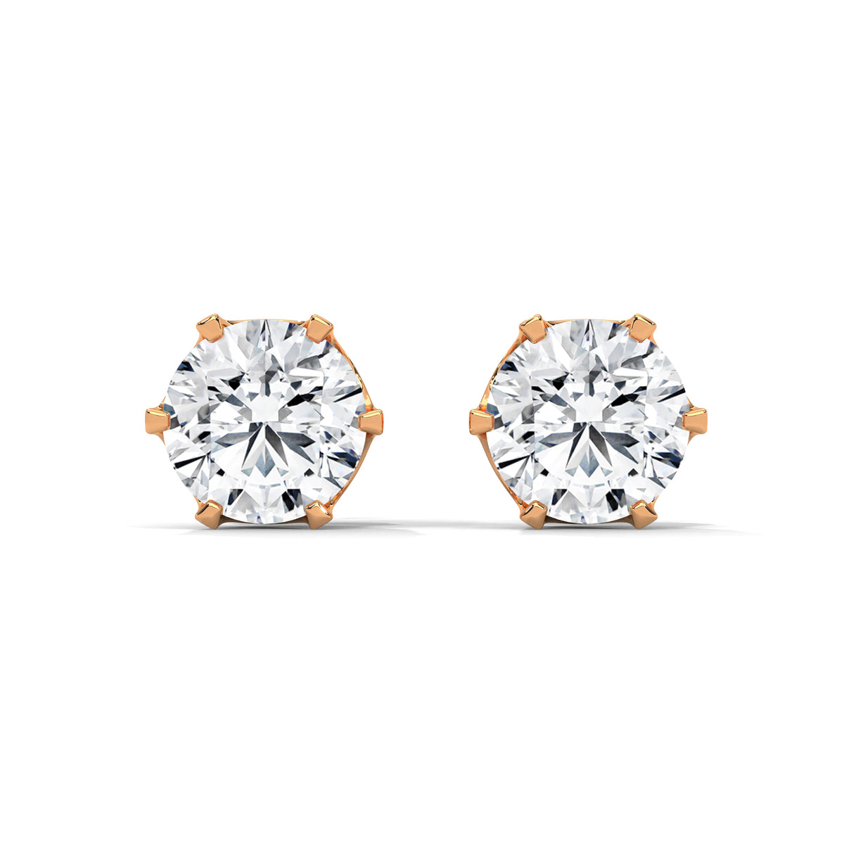 Crown Solitaire Stud Earrings