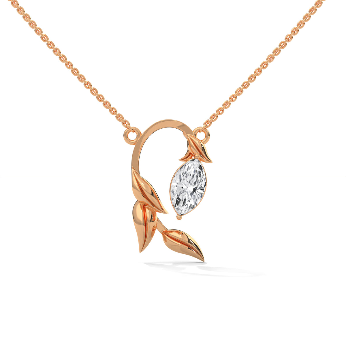 Whispering Leaves Solitaire Pendant